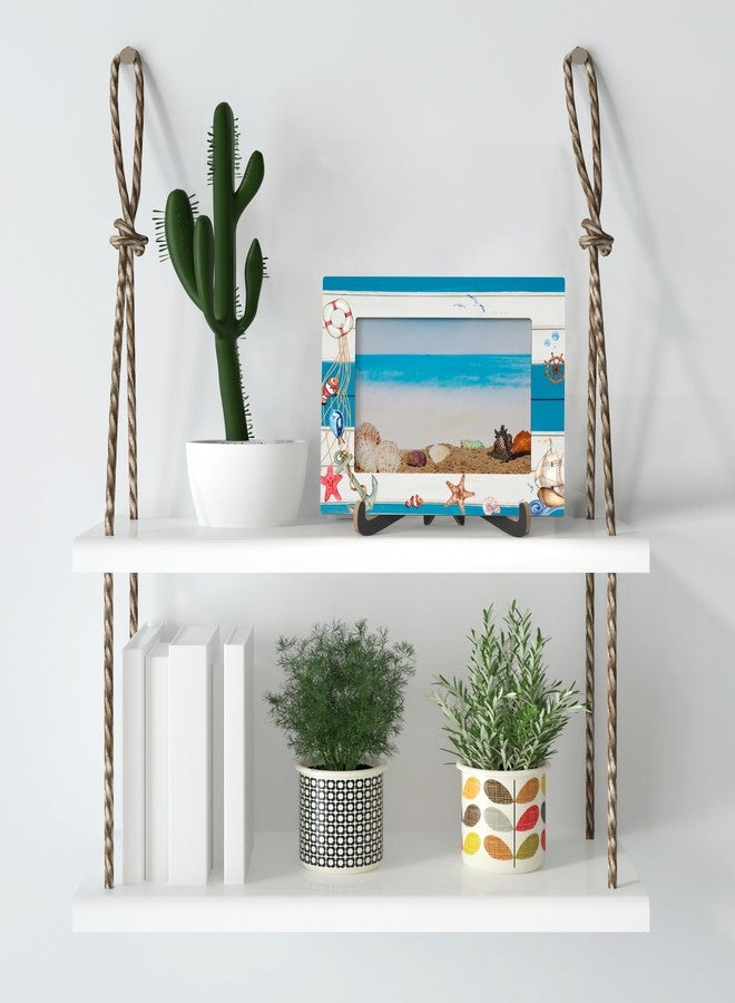 Zmyollo Nautical Picture Frame, Ocean Themed Wooden Tabletop Photo Frame With Stand, Beach Photo Stand for Farmhouse Home Living Room Bedroom Office, Housewarming Birthday Gifts for Friends Colleagues, B18 - Image 4